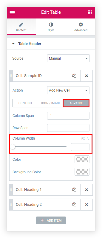 How To Add Custom Width To Table Columns