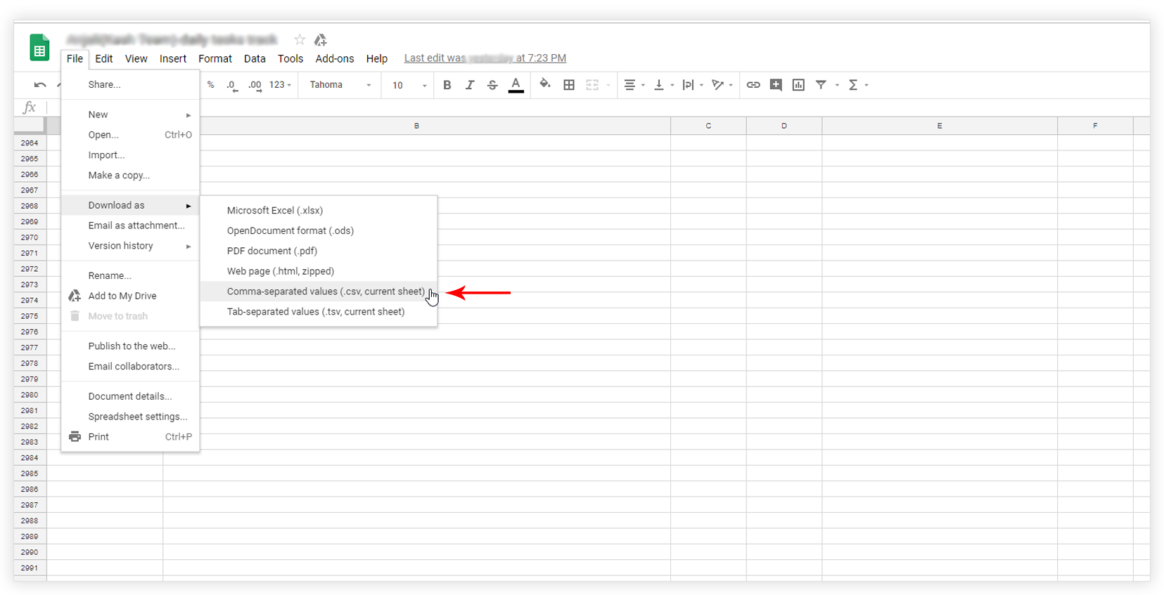 csv file to google sheets