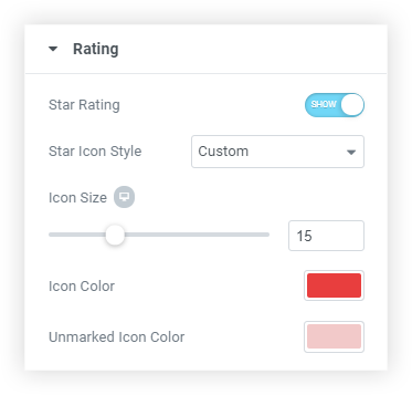 Rating styling options