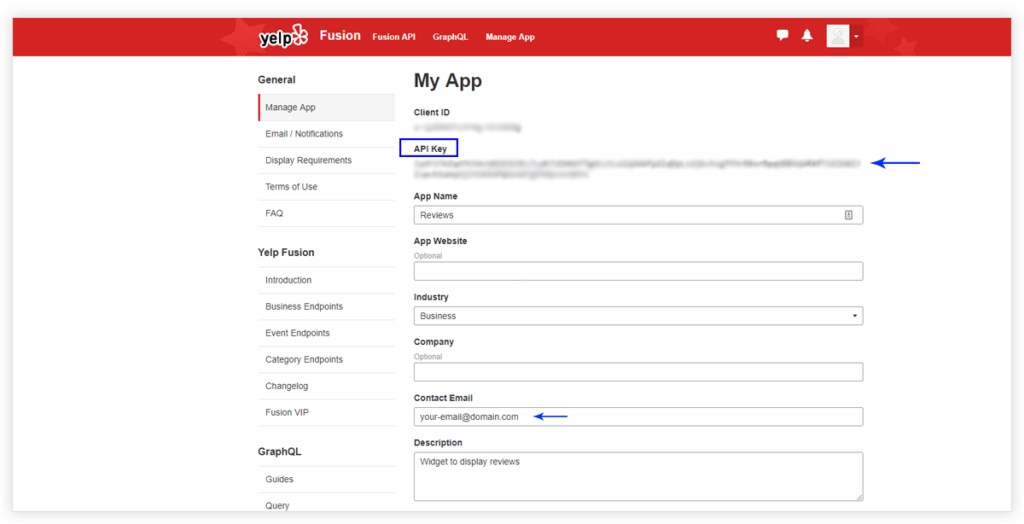 Yelp API key