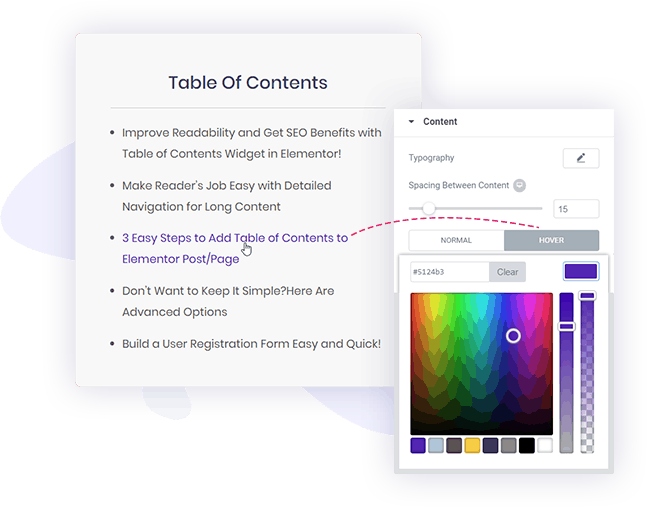 table of content customization