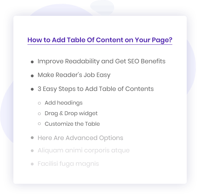 navigation in table of content