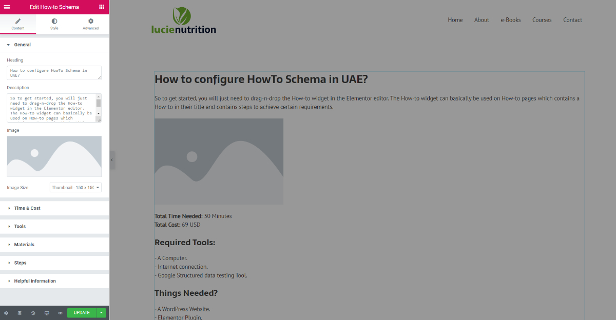 UAE How-to Schema Widget Options 