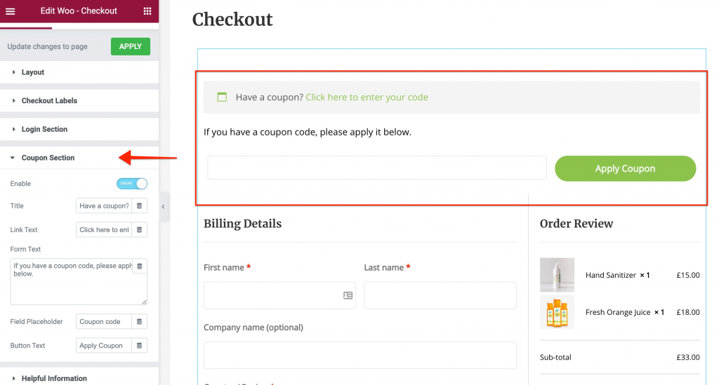 Woo – Checkout Widget