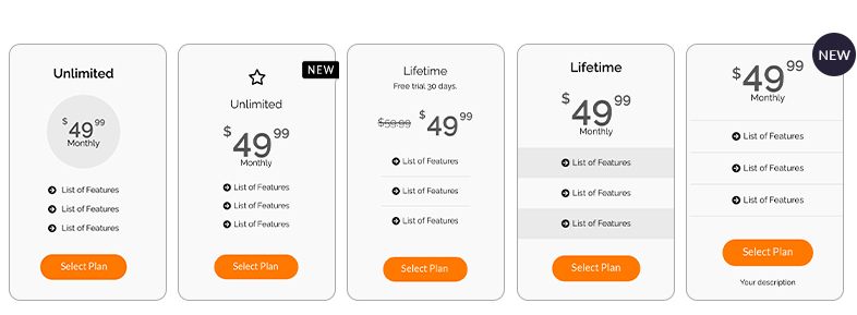 Pricing box examples