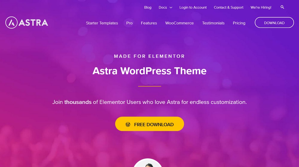 Astra Theme elementor page