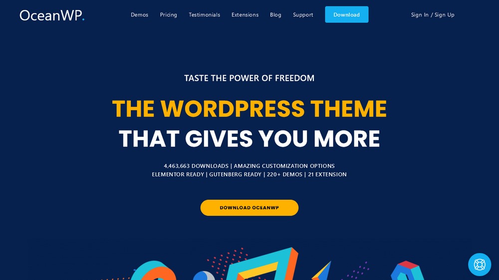 OceanWP WordPress Theme homepage