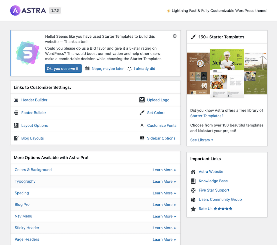 Astra pro options