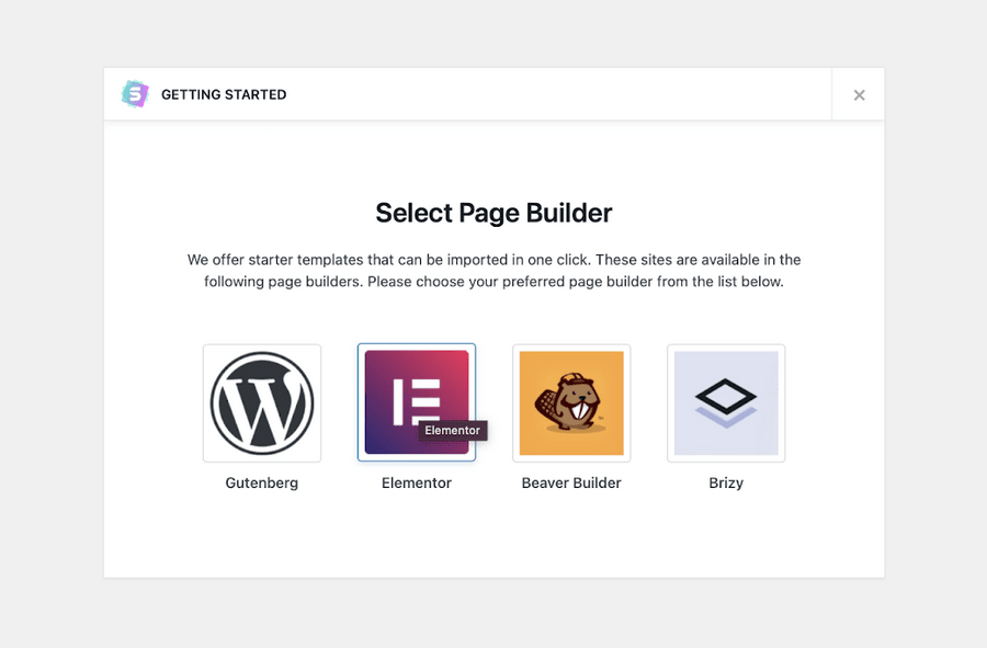 Choose page builder of your choice