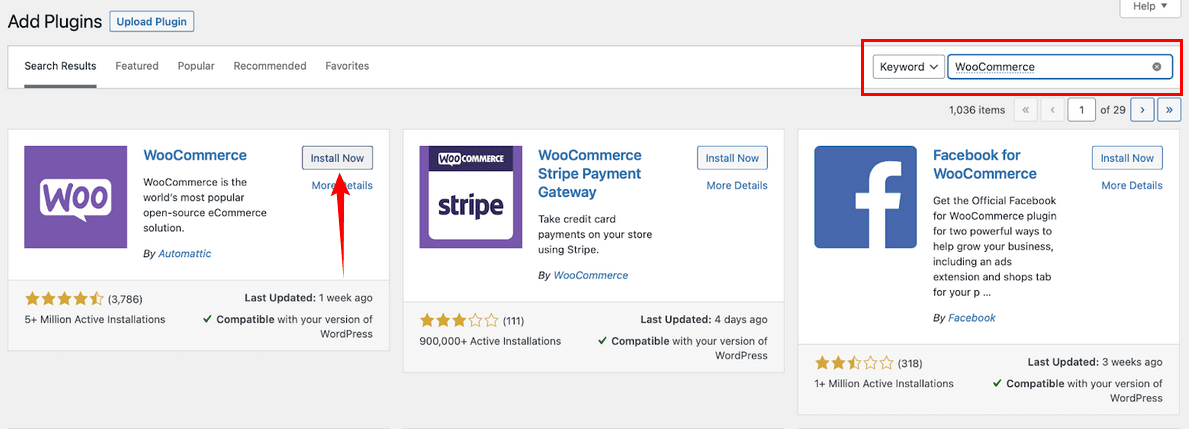 Install WooCommerce plugin