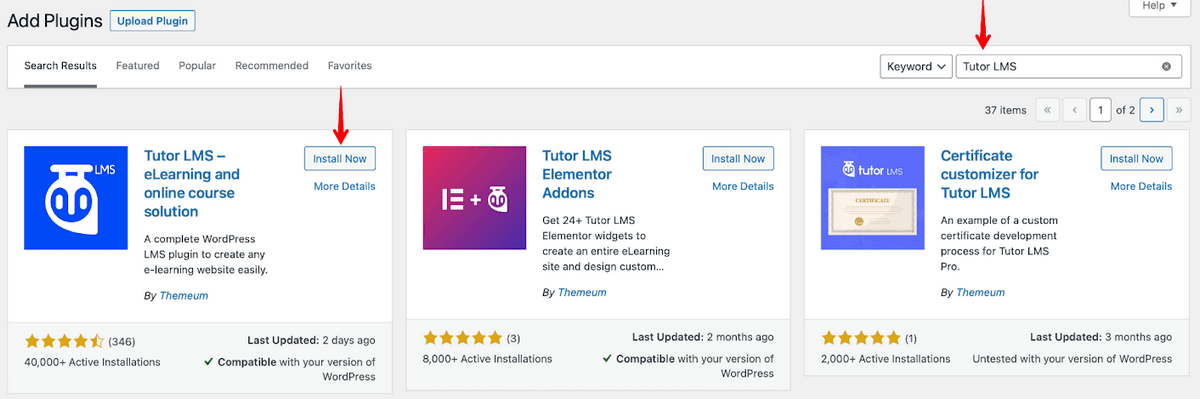 Install tutor LMS