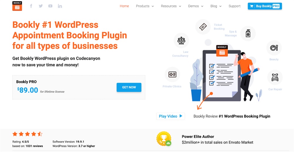 Bookly pro homepage