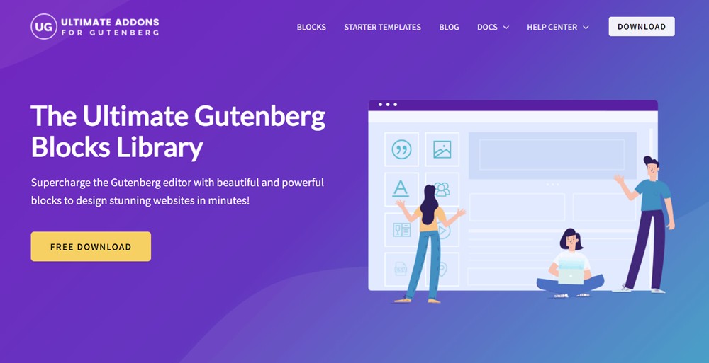 Ultimate Addons for Gutenberg homepage