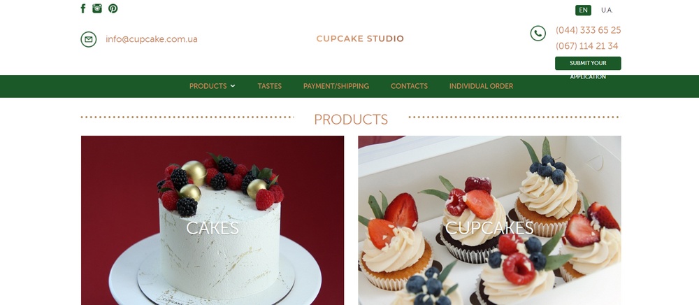 Cupcake Studio website example