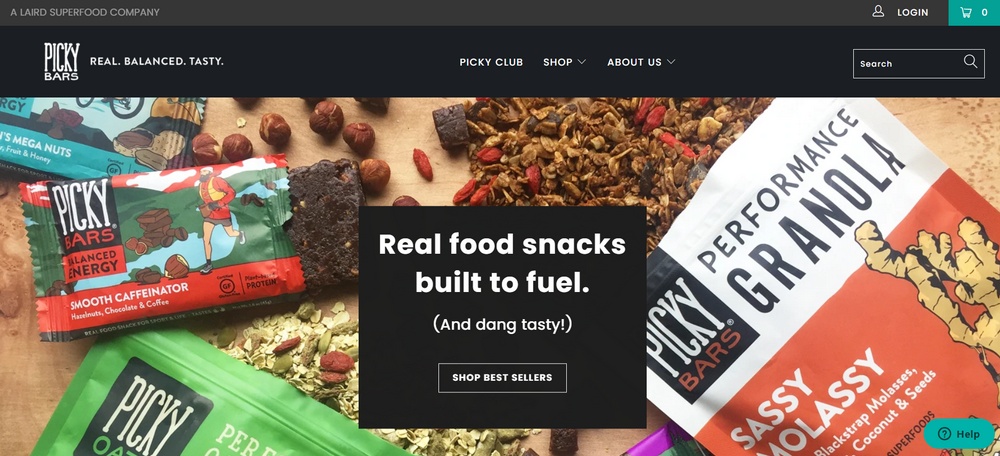 Picky Bars online store example