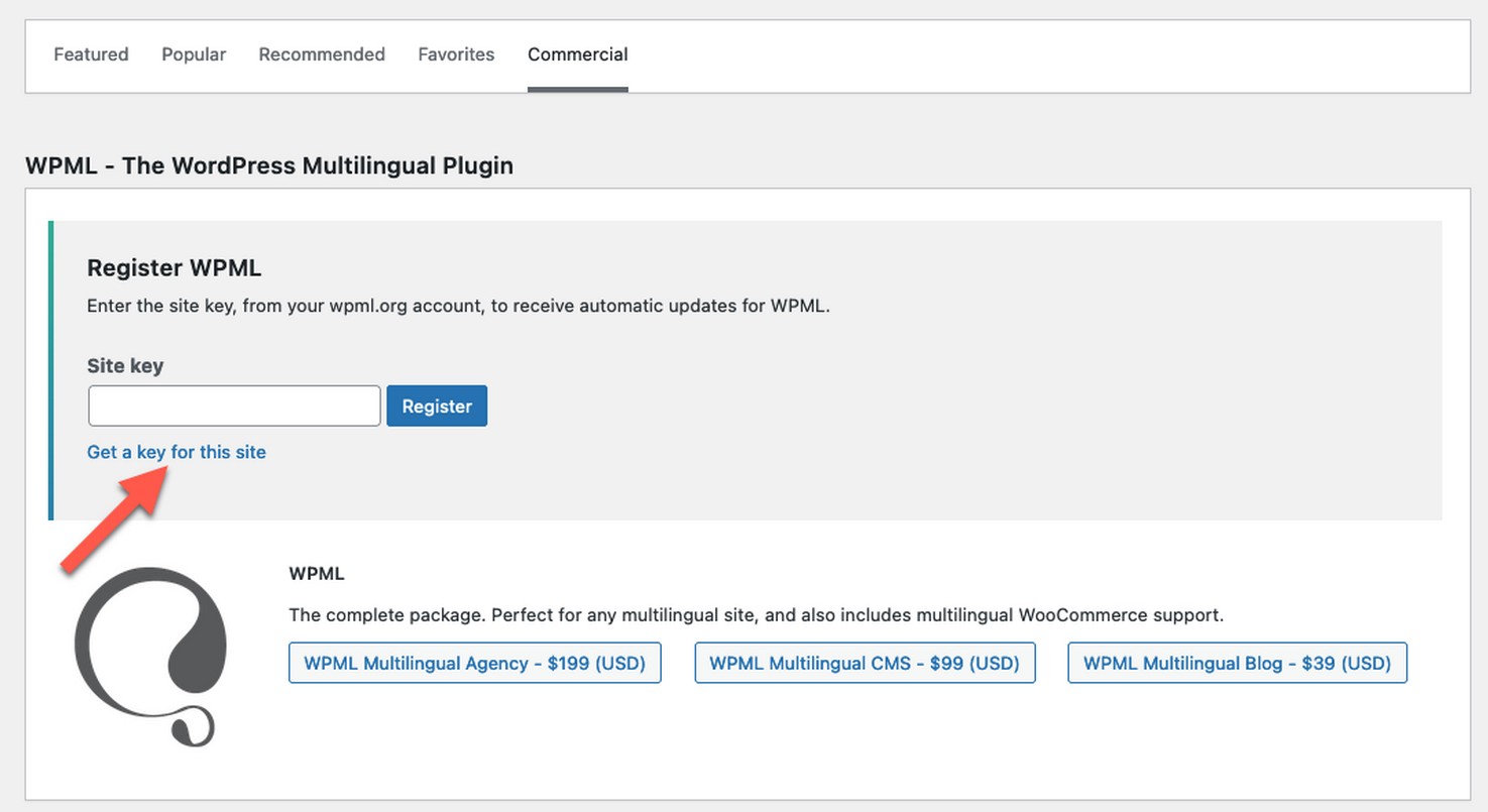 WPML license key