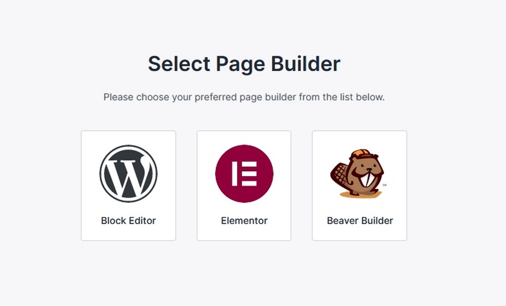 Select a page builder