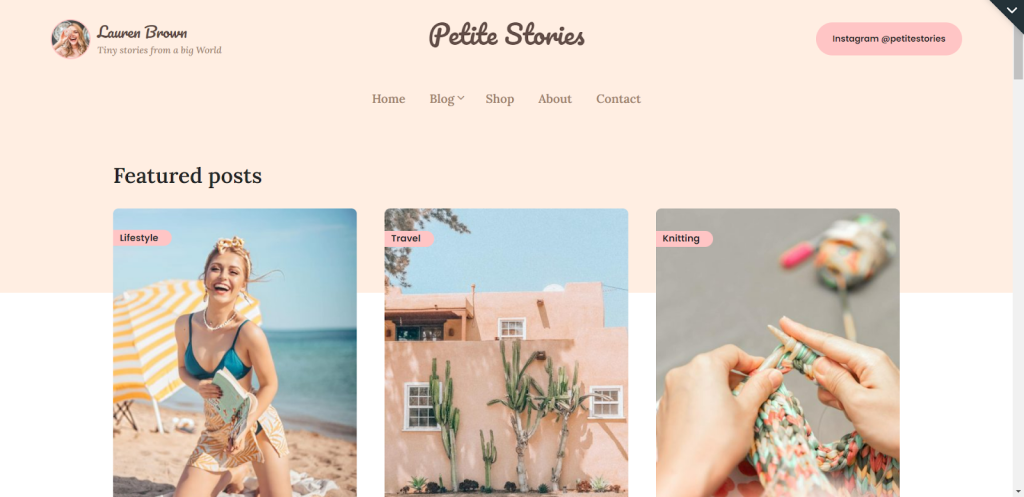 Petite Stories blog and influencer theme