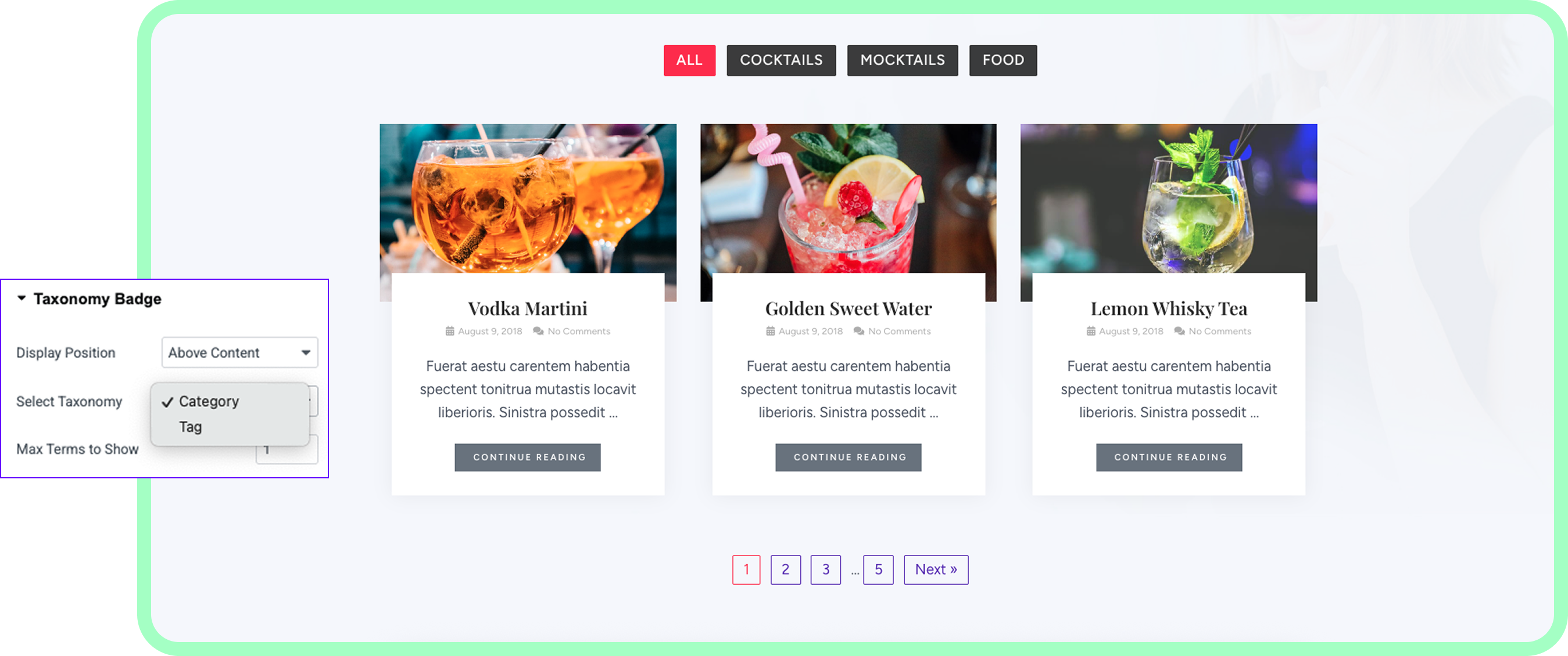 Filtering Feature Website Posts