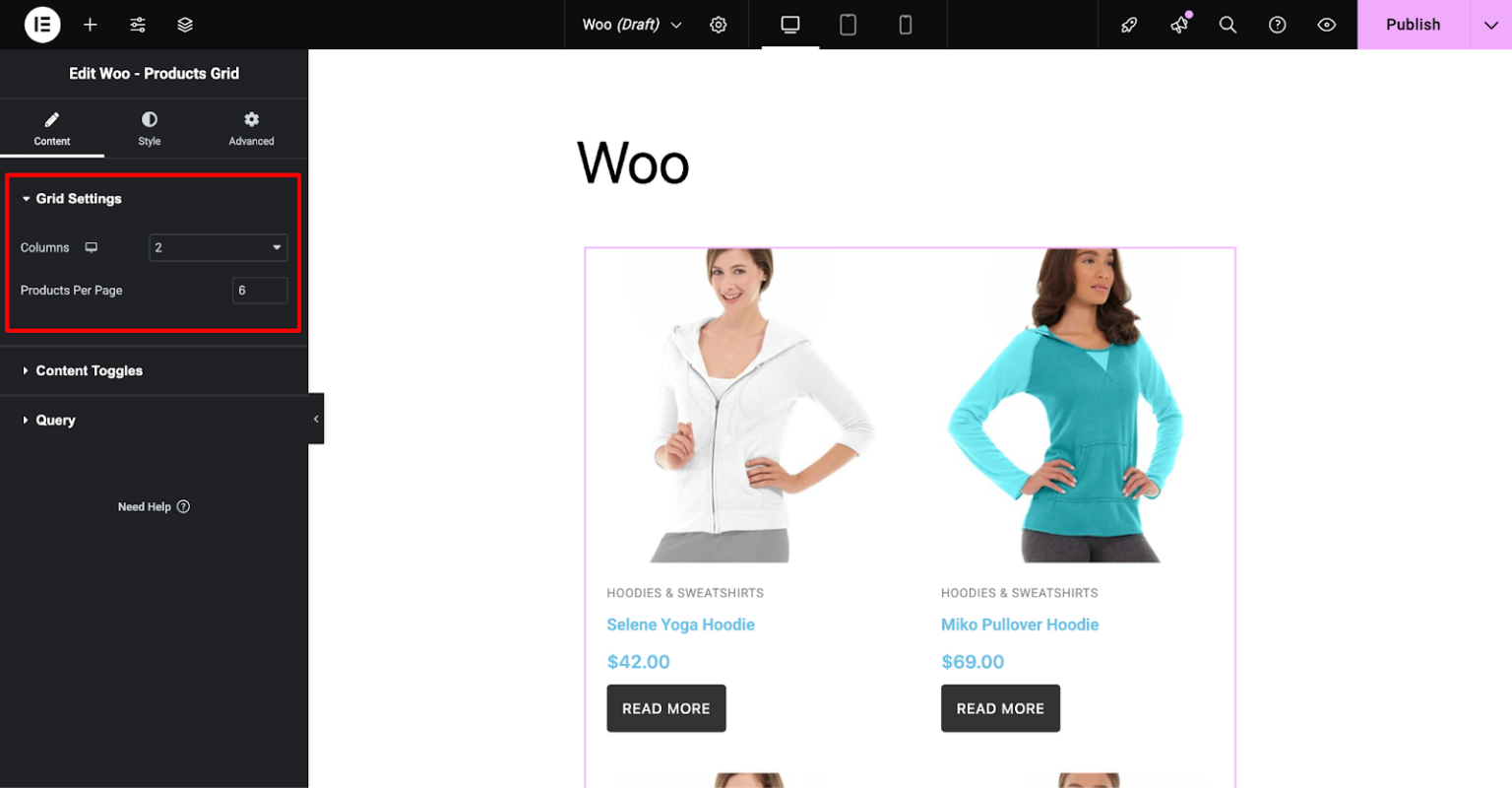 Woo Product Grid Widget