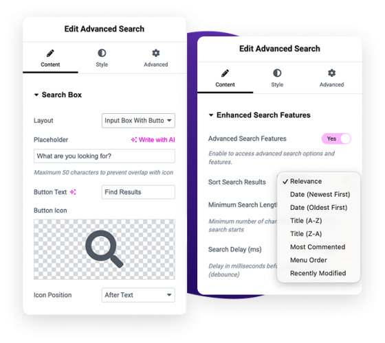 Advanced AJAX Search Bar for Elementor