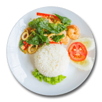 Seafood with Rice & Salad